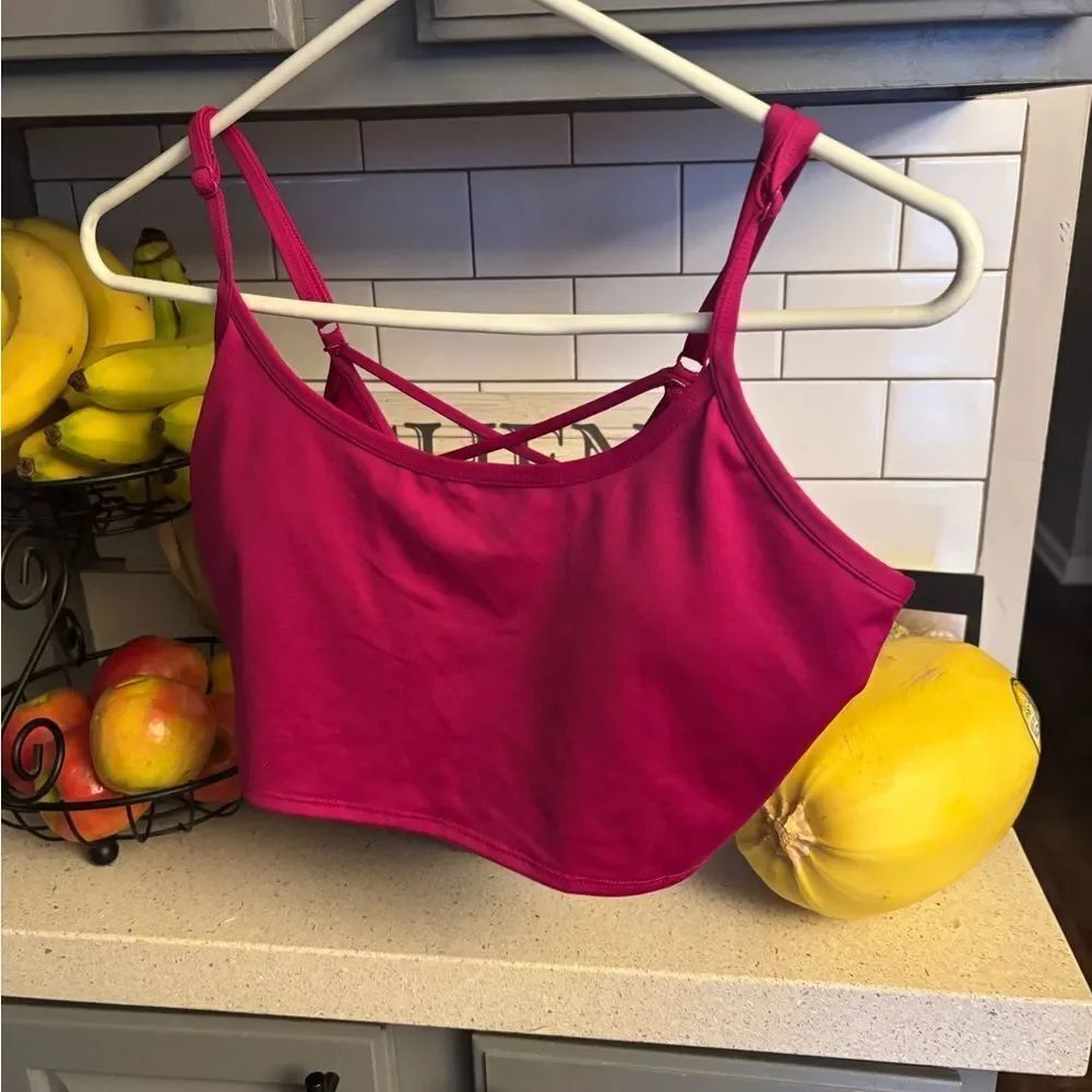 Pink Strappy Crop Top/Sports Bra